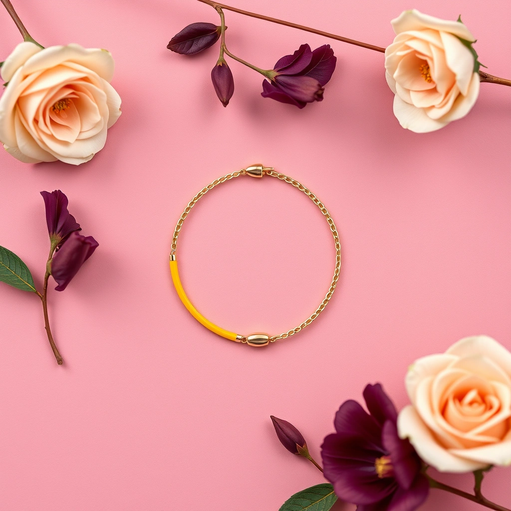 Bracelet Anneau, 4 diamants Or Jaune