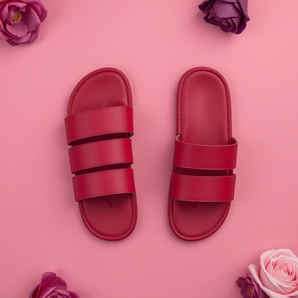 Sandales plate H - Rouge Grenadine