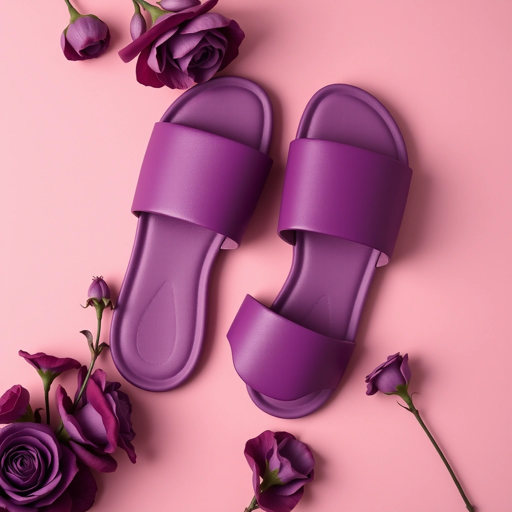 Sandales plate H - violet foncé